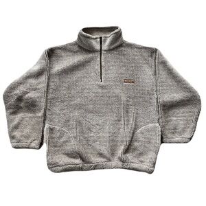 Vintage Kanata Greige Grey Beige Fleece 1/4 Zip Sweater, Size XL